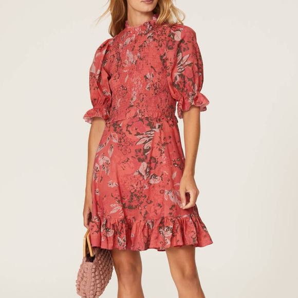Area Stars Priya Smocked Dress Red XS - Picture 1 of 9